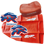 🏁 Seat cover, Tank Decals Graphics & Tool Bag for Honda XR80R 1993 Orange