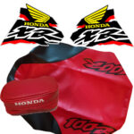 🏁 Seat cover, Tank Decals Graphics & Tool Bag for Honda XR100R 1998 Red and Black
