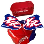 🏁 Seat cover, Tank Decals Graphics & Tool Bag for Honda XR100R 1996 Red and Purple