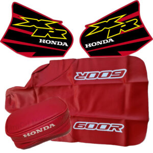 Graphics, seat cover and tools bag for Honda XR 600 2000 red