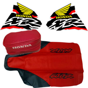 Graphics, seat cover and tools bag for Honda XR 600 1998 red