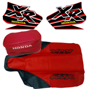 Graphics, seat cover and tools bag for Honda XR 600 1999 red