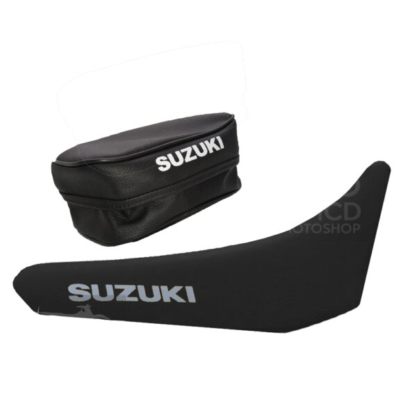 Suzuki DR 350 black Seat Cover and Rear Fender Bag