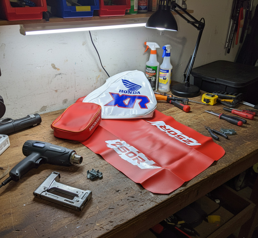 Seat Cover + Tank Cover + Rear Fender Bag â Orange & Blue | For Honda XR250R XR - Image 2