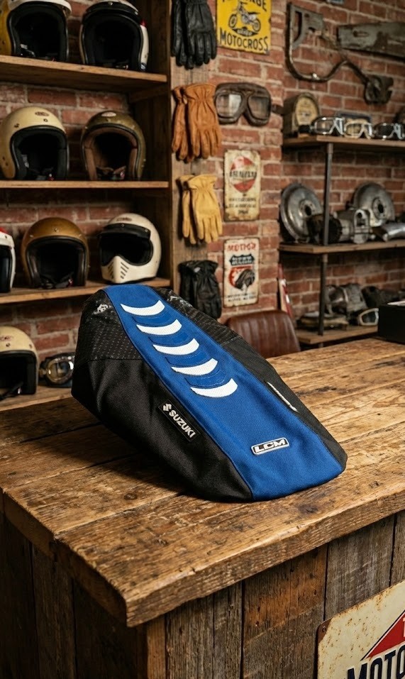 Seat Cover ULTRAGRIP Suzuki DR350 DR 350 Blue White Anti-Slip Fast Ship - Image 3