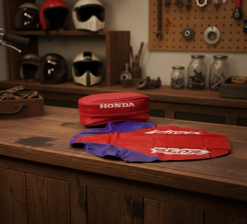 Seat Cover + Fender Tool Bag Honda XR250R XR 250 1996 purple Synthetic Leather - Image 2