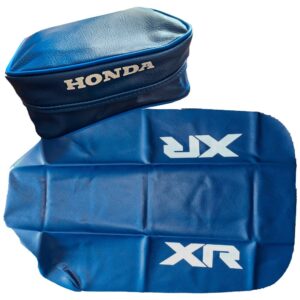 Seat Cover + Tool Bag for Honda XR 600 1985 - Blue synthetic leather - fast ship