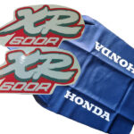 Blue Synthetic Leather Seat Cover + Tank Graphics for Honda XR600R xr 600 1988
