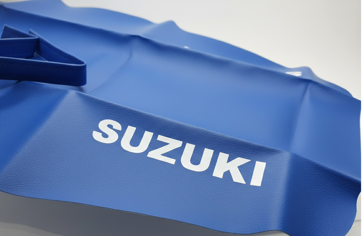 Seat Cover for Suzuki DR350 DR 350 Blue Synthetic Leather - Image 3