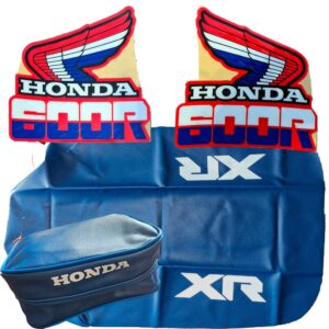Seat cover and Fender Bag and Decals for Honda XR600R xr600 XR 600 1985 85 blue