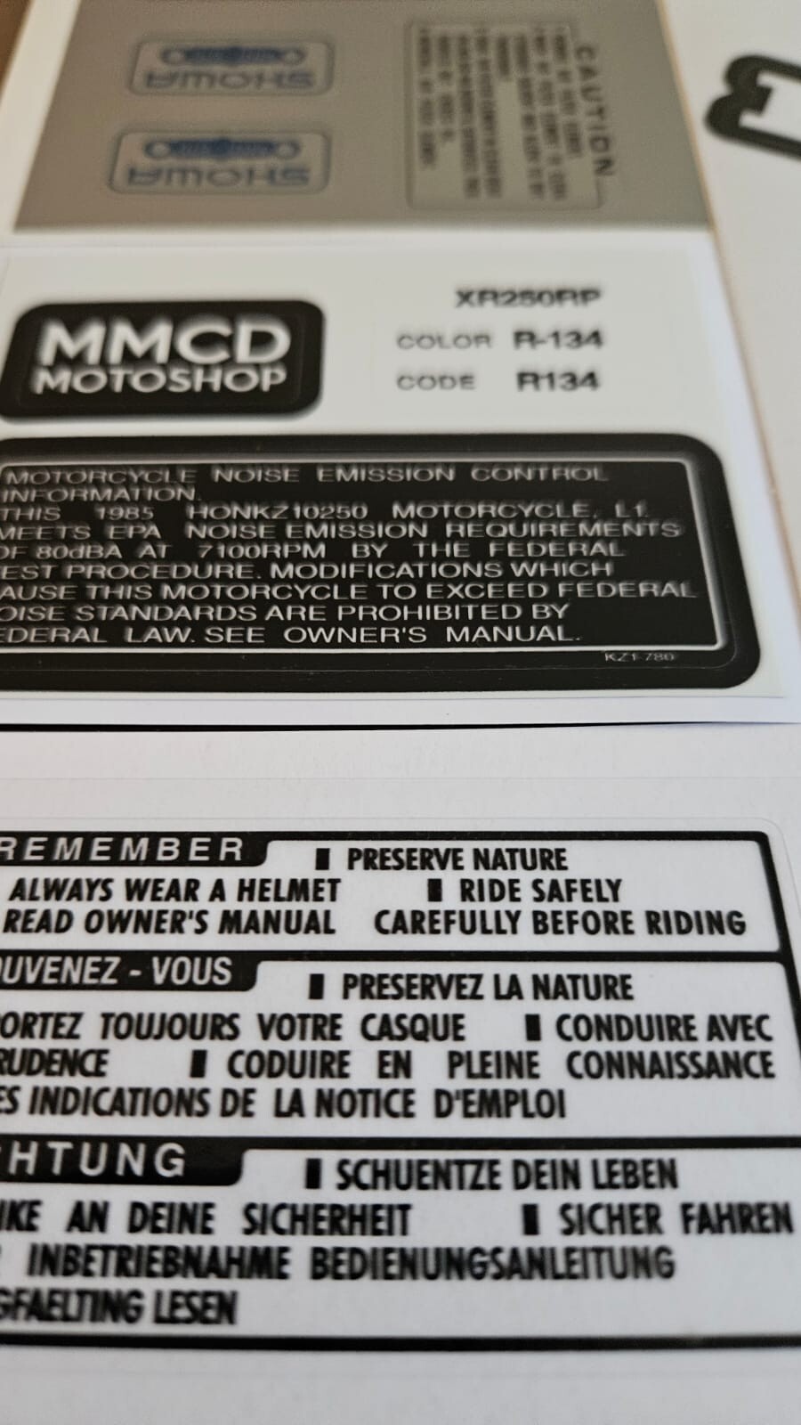 Kit Tank decals Graphics caution warning label for Honda XR600R XR 600 XR60O 95 - Image 5