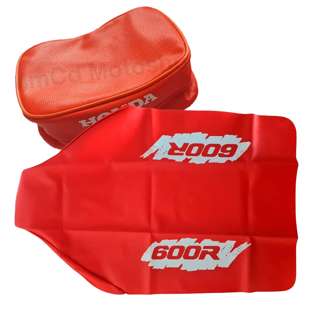 ï¸ Synthetic Leather Seat Cover and Rear Fender Bag for Honda XR600R 91, Orange
