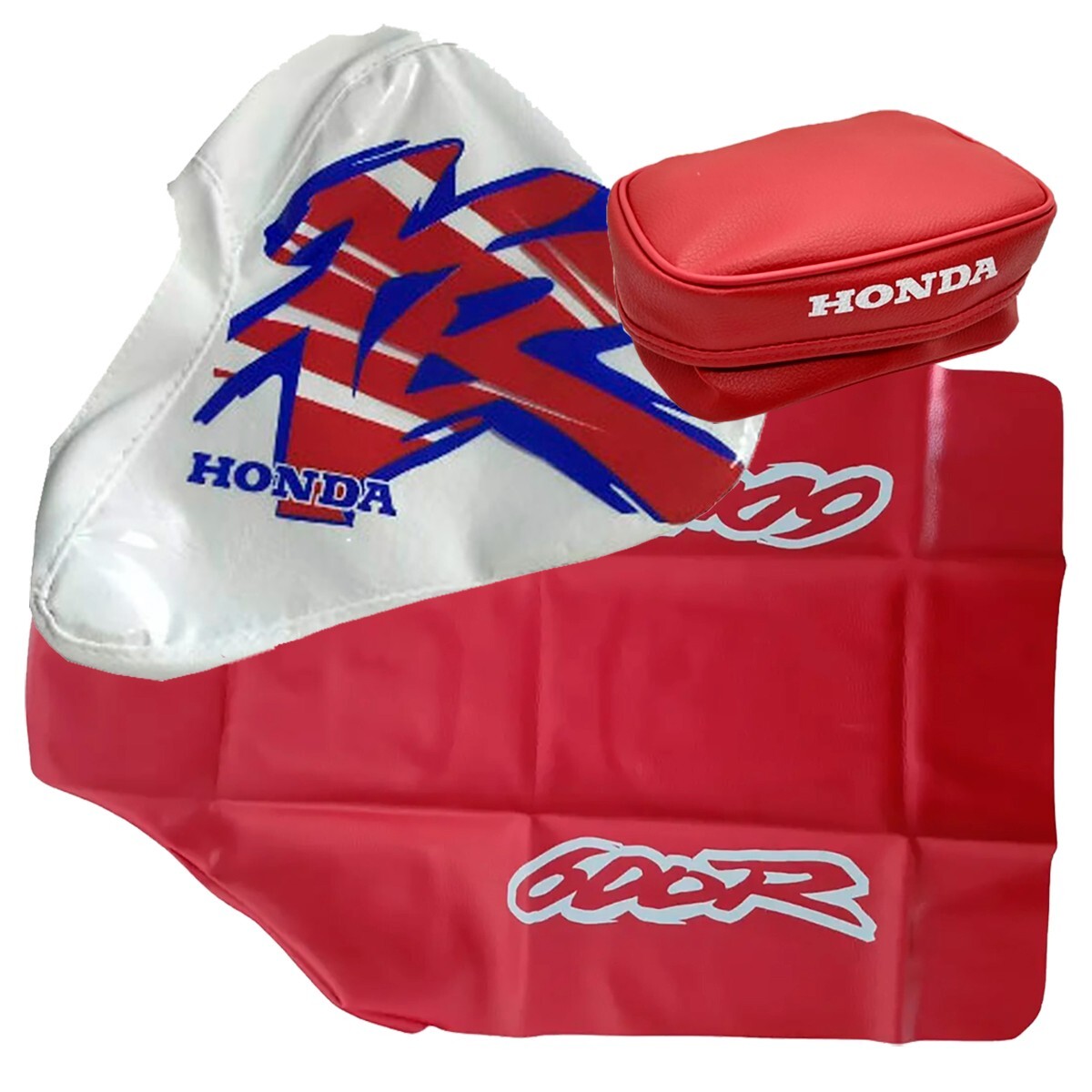 Honda XR600R XR 600 1995 Seat Cover + Tank Cover + Tool Fender Bag Set Red Blue - Image 8