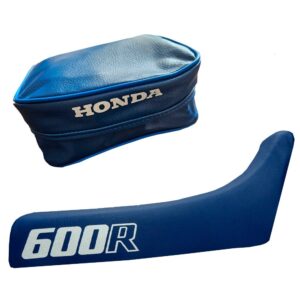 Seat Cover + Tool Bag for Honda XR600 1986 - Blue synthetic leather - fast ship