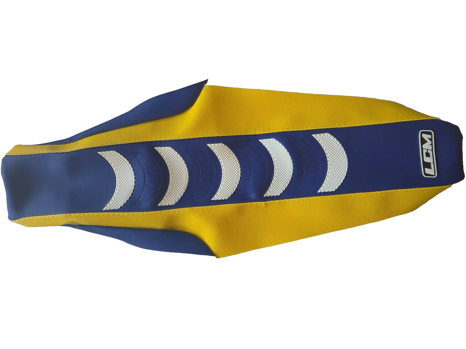 Seat Cover for Husqvarna TC 85 2018-2024 | Blue Top Yellow Sides White Ribs, DHL - Image 3