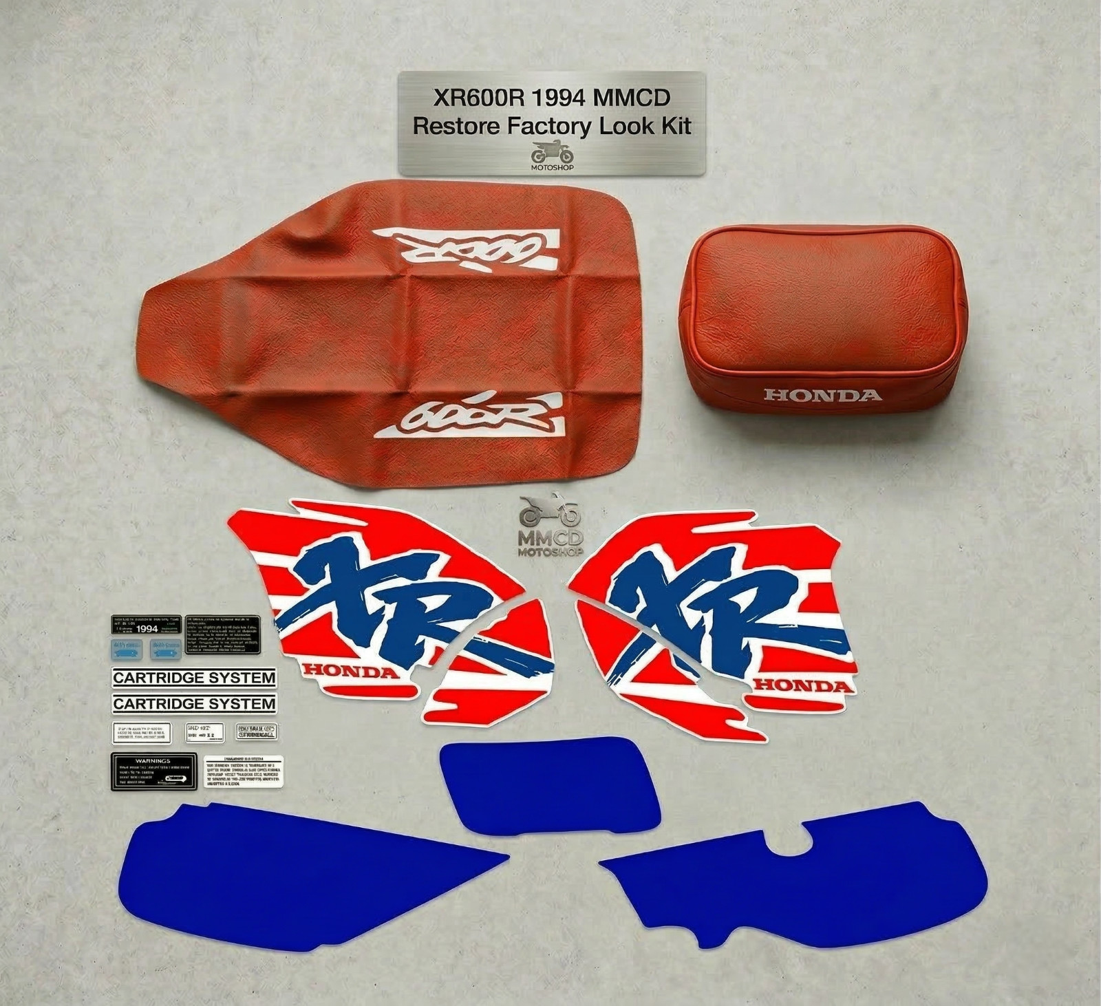 XR600R 1994 Restoration Factory Look Kit Seat Cover, Graphics & Tool Bag XR 600