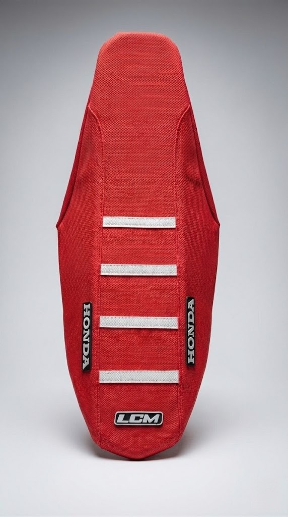 UltraGrip Seat Cover for Honda CRF450R CRF 450 CRF450 2021-2026 Red White Ribs