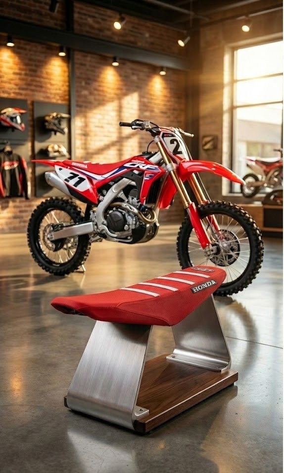 UltraGrip Seat Cover for Honda CRF450R CRF 450 CRF450 2021-2026 Red White Ribs - Image 6