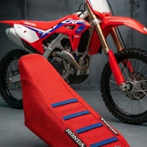 Seat Cover UltraGrip for Honda CRF450R CRF 450 2021 / 2026 â Red with Blue Ribs