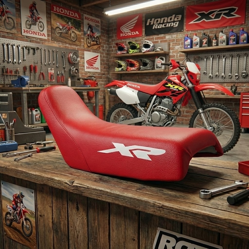 Seat Cover for Honda XR250R XR250 XR 250 Red Synthetic Leather Design 2001 - Image 2