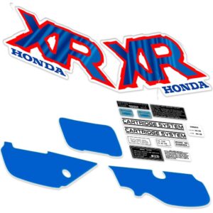 Tank, Side Front Graphics + Caution Warning Label for Honda XR600R 1992 blue red