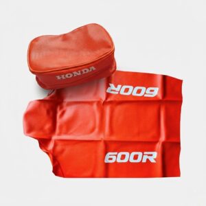 Seat Cover & Rear Fender Tool Bag FOR Honda XR600R 1992 Orange Synthetic Leather