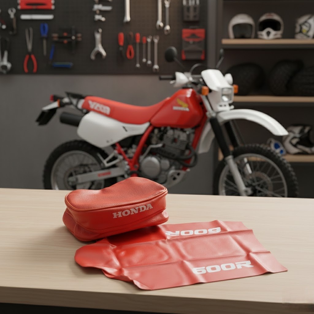 Seat Cover & Rear Fender Tool Bag FOR Honda XR600R 1992 Orange Synthetic Leather - Image 7