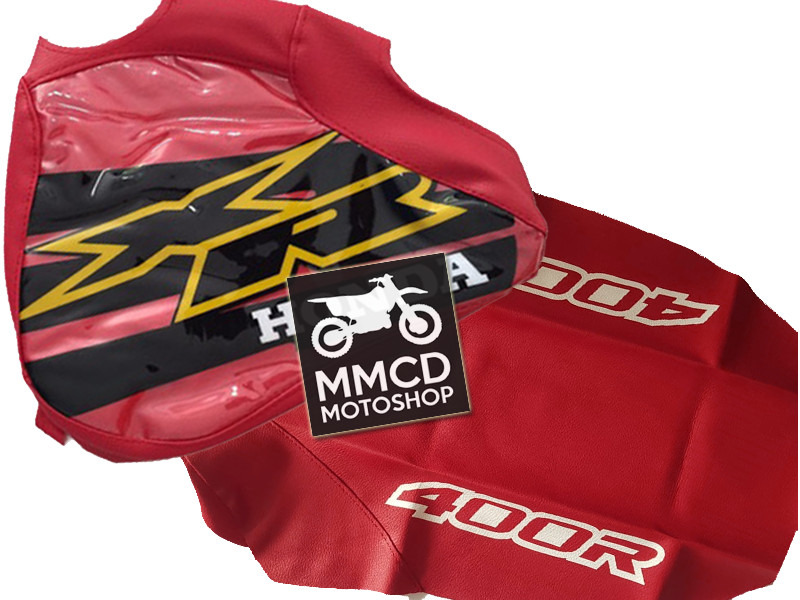 Seat cover & Tank cover for honda xr400 red 2000 synthetic leather and vinyl - Image 2