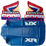 Seat cover and Tank Decals Graphics for Honda XR600R xr600 XR 600 1985 85 blue