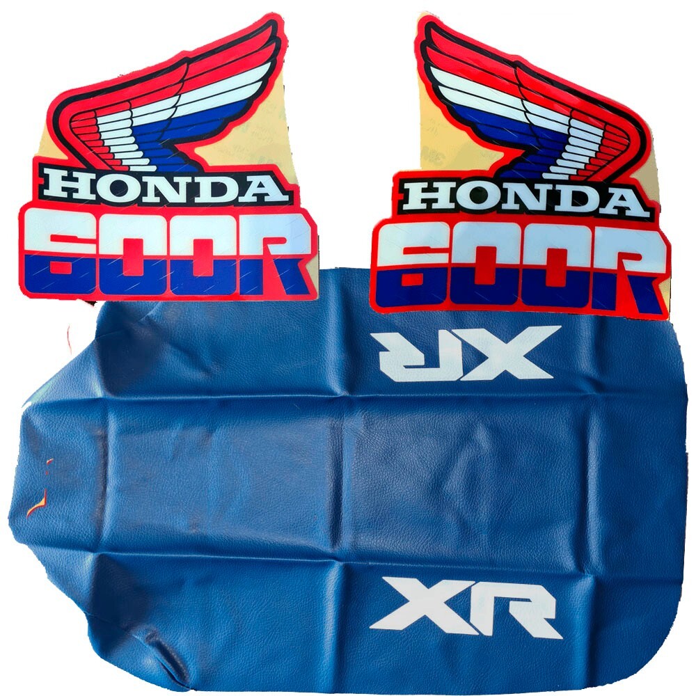 Seat cover and Tank Decals Graphics for Honda XR600R xr600 XR 600 1985 85 blue