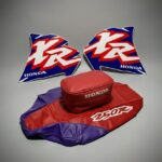Tank Decals + Seat Cover & Fender Bag for Honda XR250R XR 250 1996 â Purple/Red