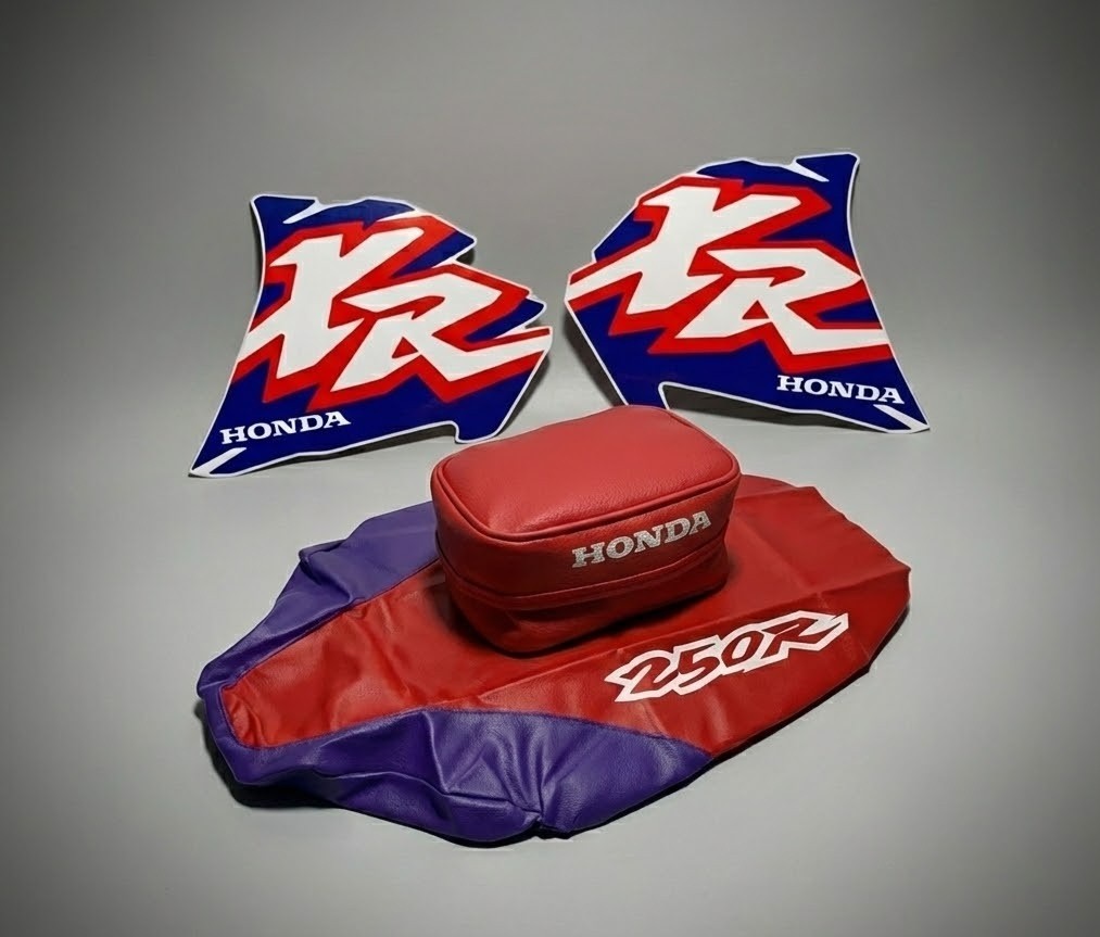 Tank Decals + Seat Cover & Fender Bag for Honda XR250R XR 250 1996 â Purple/Red