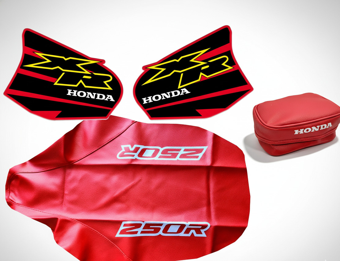 Tank Decals + Seat Cover + Tool Bag for Honda XR250R XR250 XR 250 2000 Red | DHL