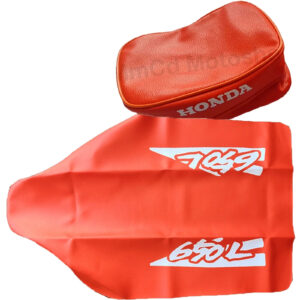 Seat Cover & Rear Fender Bag for Honda XR650L XR 1994 Orange Synthetic Leather
